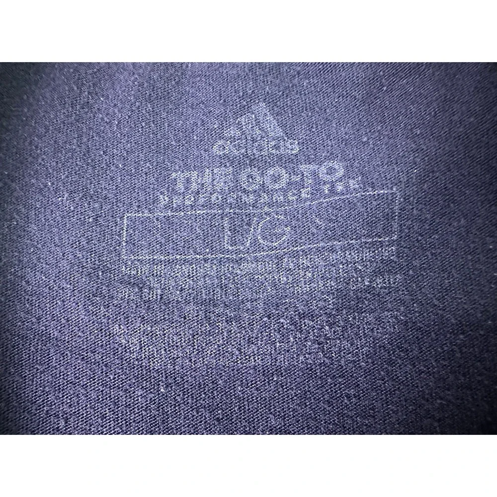 Adidas The Go-To Performance Tee Navy Blue‎ Distressed Logo Shirt Men's Large L